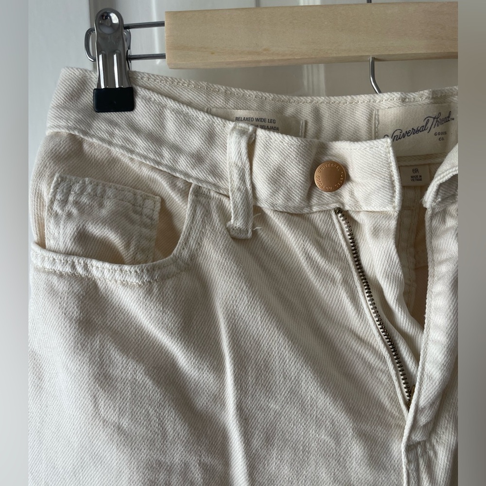 Wide Leg Cream Jeans